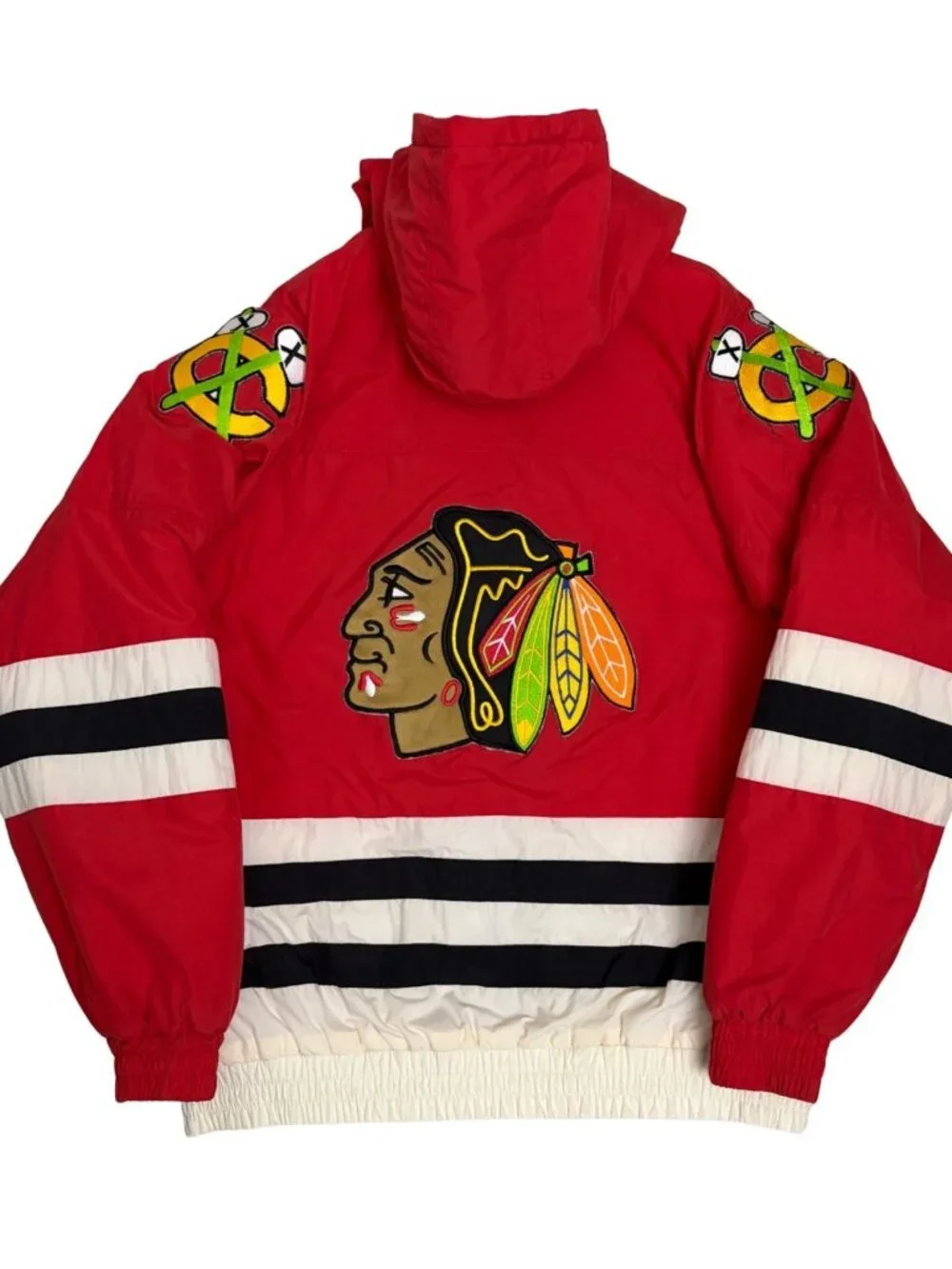 Vintage 90s APEX ONE Chicago Blackhawks Jacket Winter Parka Puffer Coat Mens M